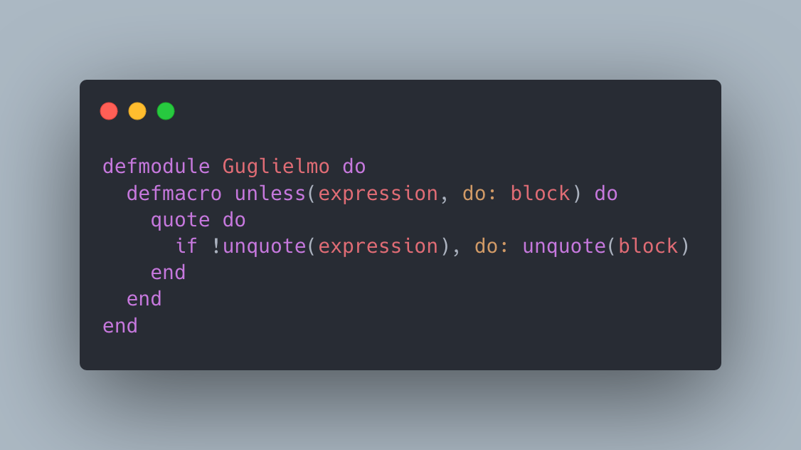 The implementation of the unless macro
